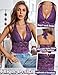 Avidlove Womens Tank Top Sexy Deep V Lace Halter Top Backless Womens Crop Tops Y2K Top Purple XL