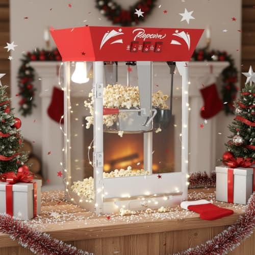 Image of Large Commercial Popcorn Machine: 12 Oz Popcorn Maker with 3-Switch Control Movie Theater Style Makes Up to 48 Cups for Home Party Office, Red