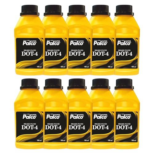 Image of PALCO DOT 4 Synthetic Brake Fluid for Car & Bike | Hydraulic Brake Oil For Disc & Drum Brake as well as Brake Cleaner | Including ABS System & Clutch System | Brake Oil DOT 4 (100 ml) Pack of 10