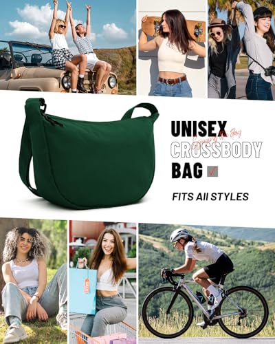 Image of Crossbody Crescent Bag for Women Men Trendy, Crescent Sling Bag with Adjustable Strap, 2 Zippers Lightweight