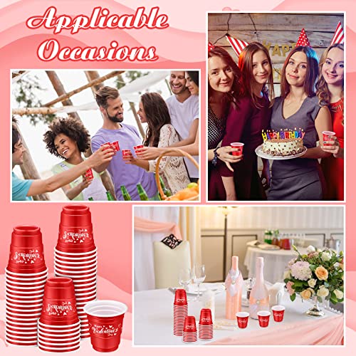 Lounsweer 100 Pcs Plastic Shot Glasses Shot Cups 2 Oz Disposable Shot Cups Mini Party Shot Glasses For Bachelorette Birthday Drinking Tasting Serving Snack Samples Cup (Red, Heart) #TOP5