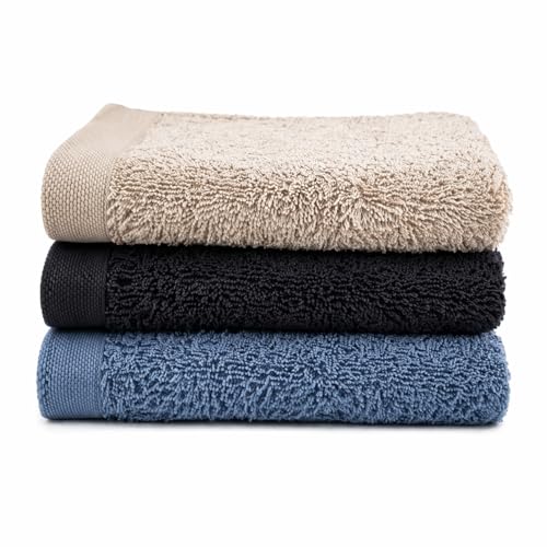 Image of Luxury Terry Cotton Face Towels (Pack of 3, 12 x 12 Inch) - Plush Soft, Highly Absorbent & Fast Drying Towels for Daily Face & Hand Care