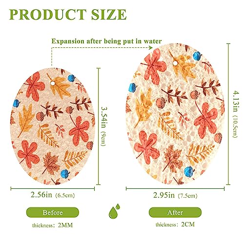 Image of Autumn Maple Leaves Kitchen Sponges Fall Chestnut Cleaning Dish Sponges Non-Scratch Scrubber Sponge for Kitchen Bathroom Cars, pack of 3