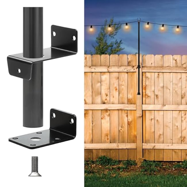 EXCELLO GLOBAL PRODUCTS 2 Pack of 5.3' Deck/Fence String Light Poles