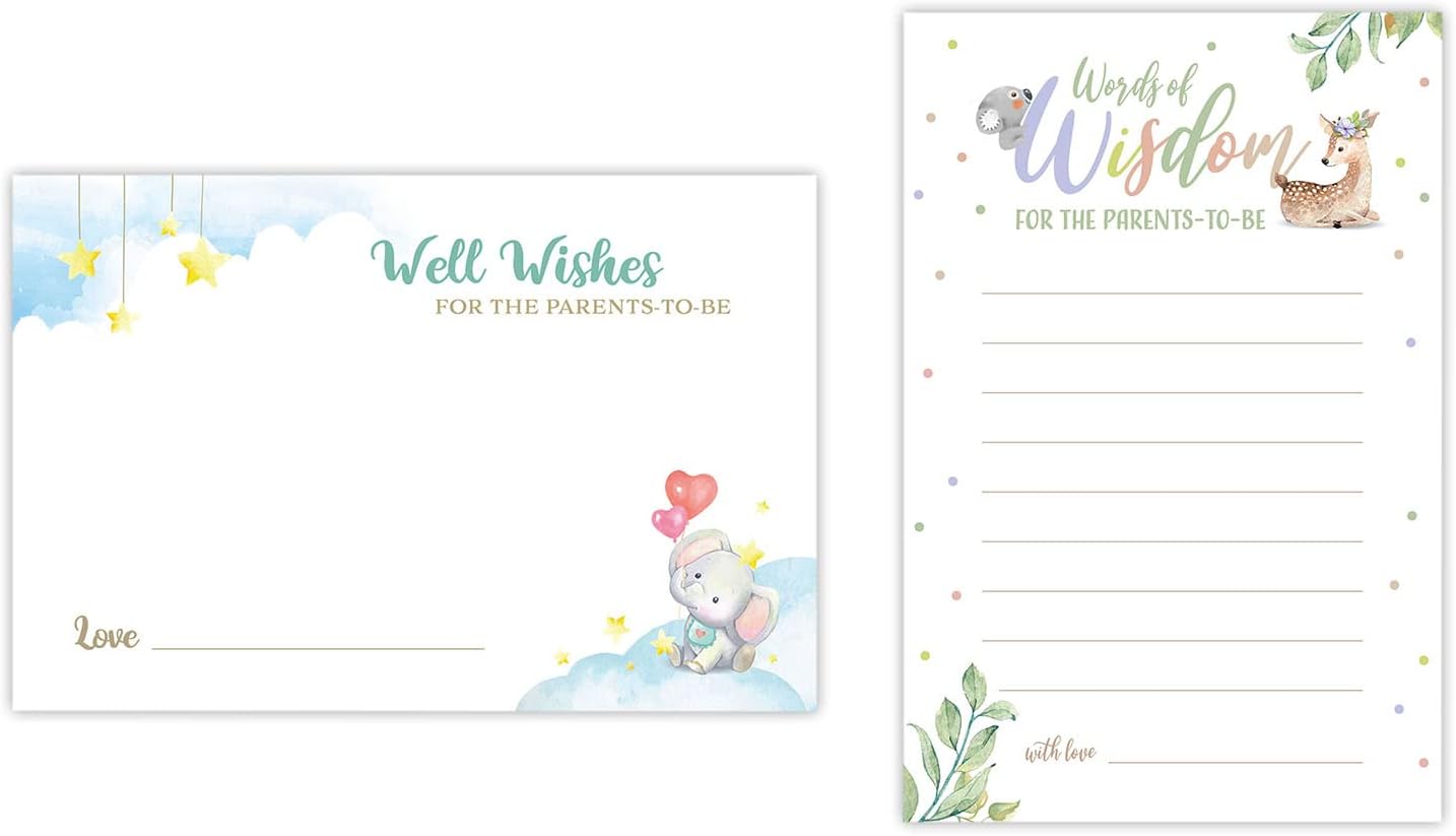 Summer-Ray 50pcs Advice Cards for Parents-to-be Baby Shower Advice Card 4" x 6" Heavyweight (Style 2)