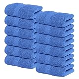 Infinitee Xclusives Luxury Wash Cloths for Showering [13x13] – 100% Cotton Washcloths [Pack of 12], Soft and Absorbent Face Towels for Bathroom Wash Clothes, Gym, and Spa (Eloquent Blue)