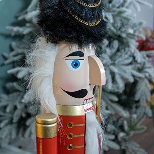 The Christmas Workshop 71059 Wooden Nutcracker 106cm Tall / Red Soldier on Stand / Christmas Decorations