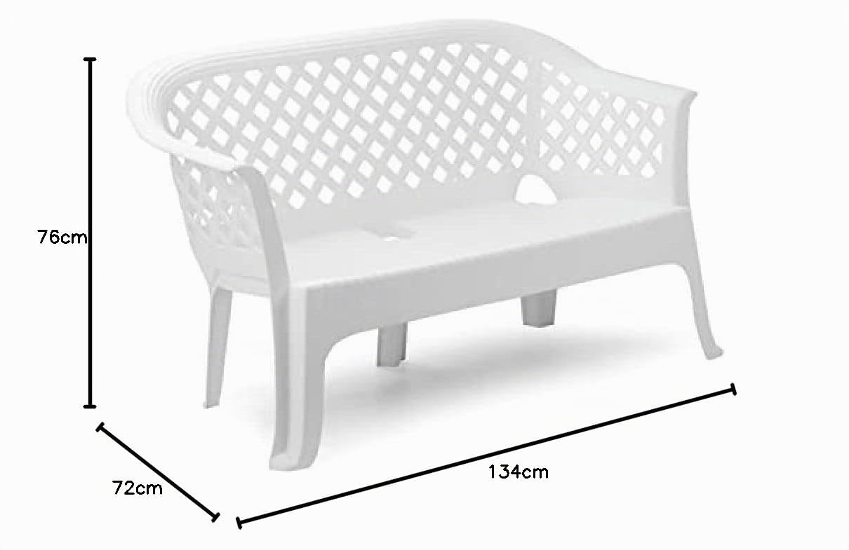 Ipae-Progarden Banco monobloque apilable, Made in Italy, 134 x 72 x 76 cm, Color Blanco