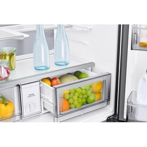 Samsung RM90F67CECEF Réfrigérateur Bespoke French Door, 185 cm, 654 l, 255 l Volume Congélateur, AI Home, AI Vision avec Caméra Intégrée, Beverage Center, Clean Deep Charcoal