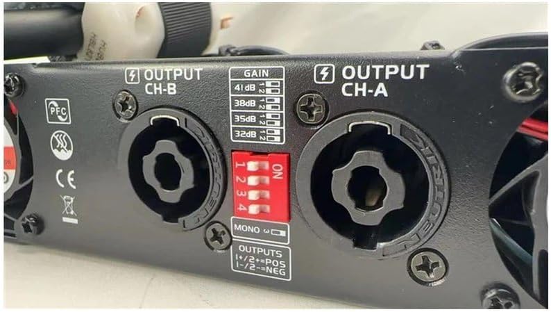 Close-up of the rear panel connections on the ADMARK AD-60 amplifier