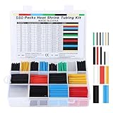 WUFANC Schrumpfschlauch Set 580 Stück, Schrumpfschläuche Farbig Inklusive 6 Farben und 11 Größen, 2:1 Schrumpfverhältnis, Schrumpfschlauch Wasserdicht Geeignet für Kabel Isolierung Schützen