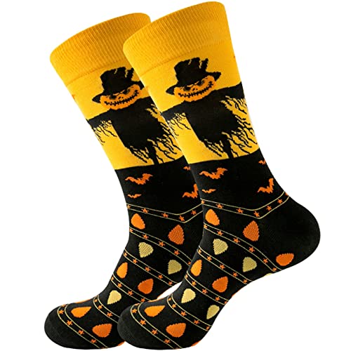 Halloween Socks for Women Colorful Fancy Crazy Design Soft & Stretchy Novelty Crew plus Size Socks for Women, E, One Size