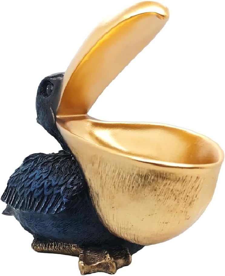 Creative Resin Statues The Pelican Statue Birds Figurines,Cell Phone and Keys Holder Adornments for Home & Office Desk Decor 8.1" inches (Blue)