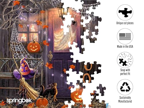 Rompecabezas Springbok Boo! de 1000 piezas para adultos, temática de Halloween, piezas únicas cortadas a precisión, fabricado en EE.UU. con materiales ecológicos, casa embrujada con fantasmas y diversión otoñal miniatura 3