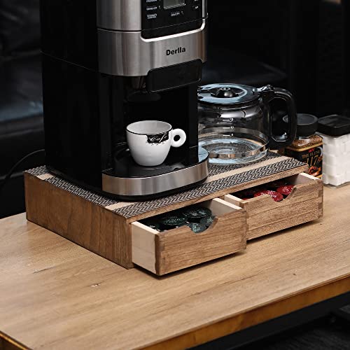 Ddyuri Coffee Pods Storage Drawer Holder For Capsules - Multi Functional Desk Organizer Drawers For K-Cup Coffee Maker Brew - Kitchen Mini Wooden Box Chest Sideboard Counter Organization Cf1D2C Dark #TOP2