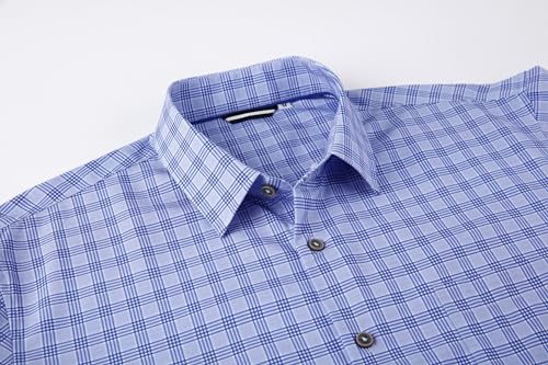 Alex Vando Mens Button Down Shirts Wrinkle Free 4-Way Stretch Print Business Casual Shirt