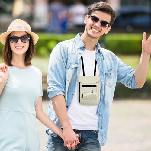 Image of Travel Neck Wallet & RFID Blocking Sleeves for Men and Women, Neck Money Pouch Anti Theft Travel Document Organizer with Adjustable Strap - Beige
