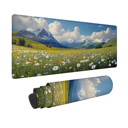 Tapis de souris fleurs xxl vert pour un bureau gamer ou pc élégant