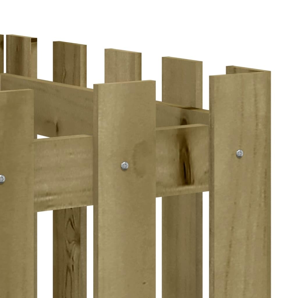 Bancal alto de 200 x 50 x 50 cm de pino a presión, moderno diseño de valla resistente y duradero para balcón, jardín y bancal elevado
