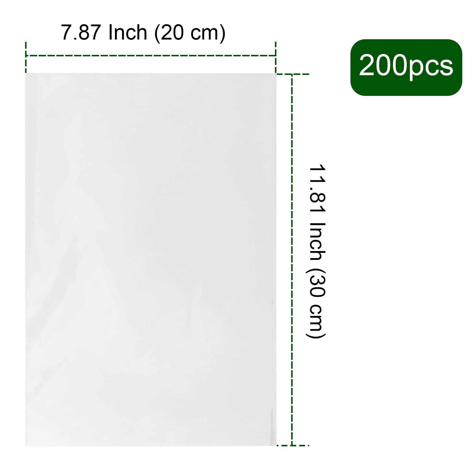 NGOSUET 200 sztuk przezroczystych torebek celofanowych 20 x 30 cm, torebki na słodycze z 200 sztuk wstążek, plastikowe torebki przezroczyste na słodycze, ciastka, upominki, prezenty na urodziny