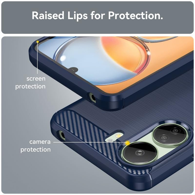 Image of NPRC Hybrid Ultra Slim Protective Case TPU Non-Slip Carbon Fiber Texture Shockproof Case Cover for Redmi 13c 4G - Blue