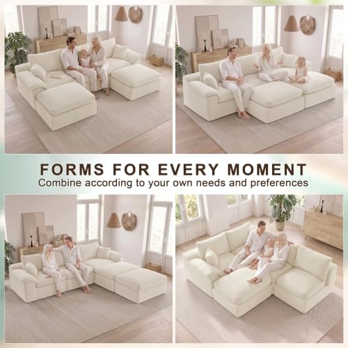 Image of Cloud Sectional Couch, Boneless Couch Modular Sofa, Beige