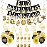 ⭐【Decorazioni di Eid】Il set di decorazione di Eid Mubarak è un totale di palloncini di chiesa dorati EID (12