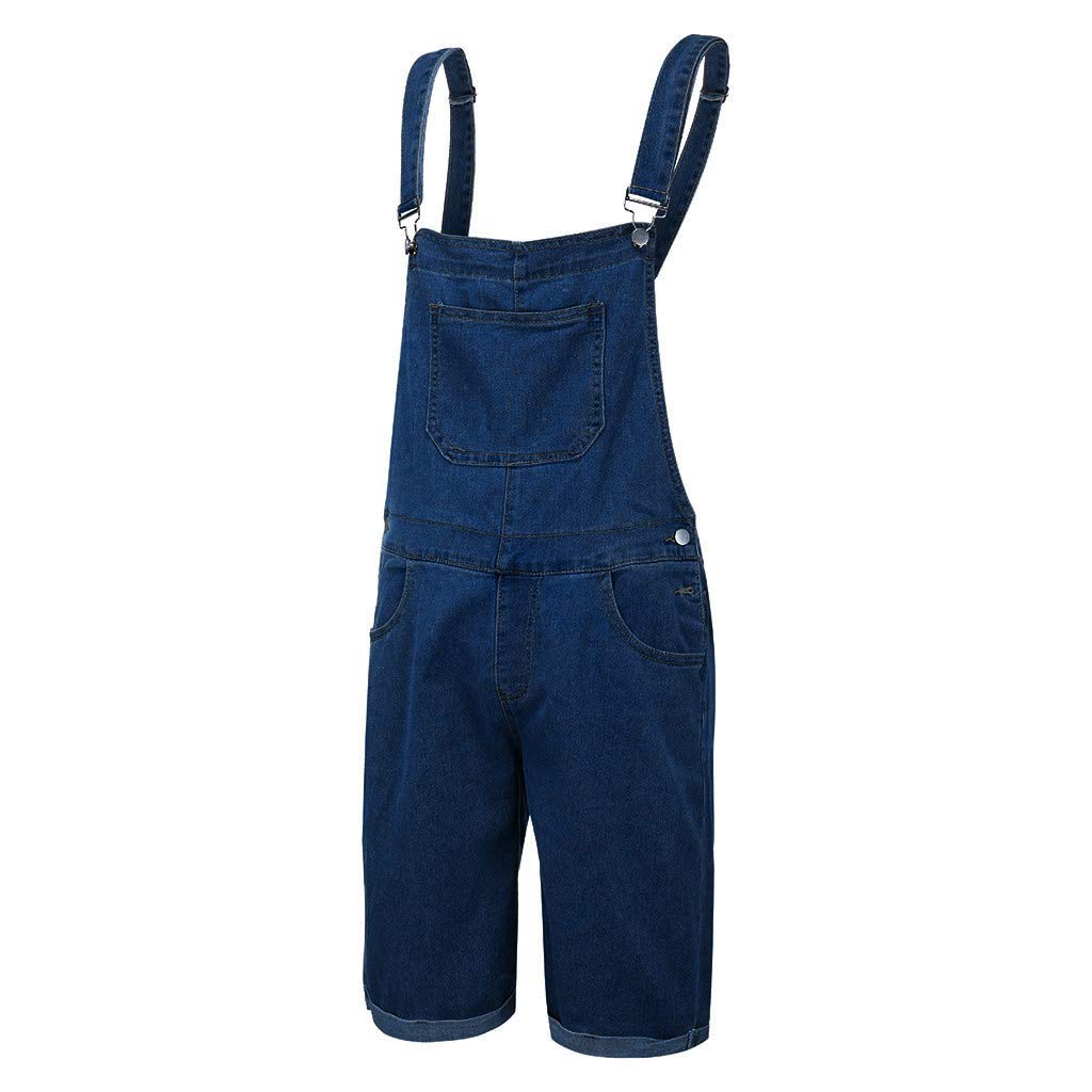 Peto de algodón para Hombre, Pantalones Vaqueros Cortos, Pantalones de Trabajo, Corte Holgado, Mono Vaquero con Bolsillos