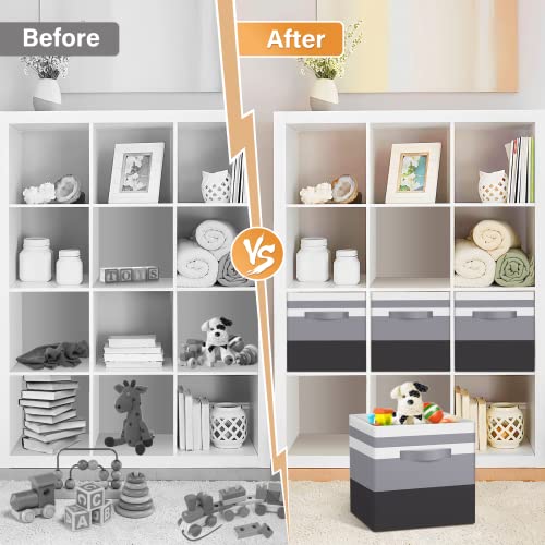 Storehappily Storage Bins, 11 Inch Foldable Fabric Boxes With Handles And Cardboard For Closet, Utility Room, Bedroom Living Room, Pack Of 3 #TOP3