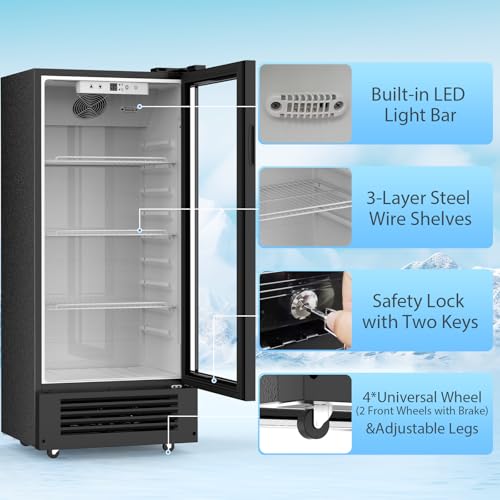 Image of COWSAR 6 Cu.Ft. Beverage Refrigerator, Refrigerator Display with Double-Tempered Glass Door Glass Door Fridge w /Adjustable Shelves for Bar Restaurant Office,ETL Listed
