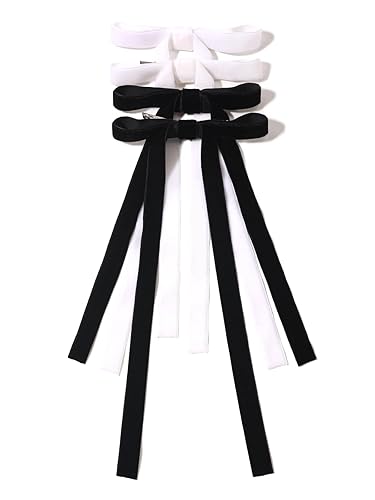 Miniatura 9 de LFOUVRE Lazos de terciopelo para mujer, pinzas de terciopelo para el cabello, cintas para el pelo con lazo para mujer, pinzas de lazo grande de