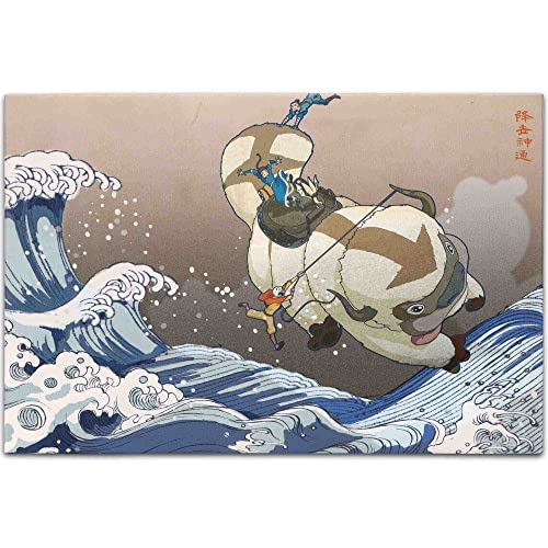Open Road Brands Nickelodeon Avatar: The Last Airbender Appa Sea Scene Gallery Wrapped Canvas Wall Decor - Avatar Wall Art for Home Decorating