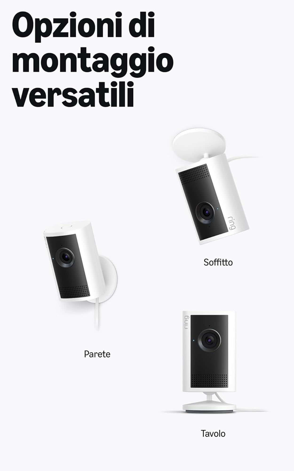 Ring Videocamera interna Plus (ultima generazione) con Videocitofono a batteria | Videocamera di sicurezza plug-in | Retinal 2K, zoom ottimizzato 4x,| Prova gratuita di 30 giorni del piano Ring Home