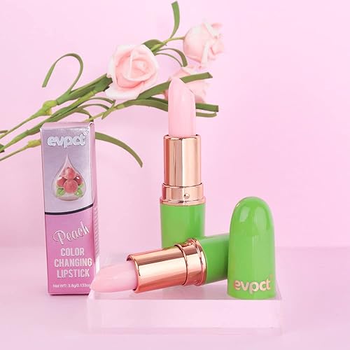 Miniatura 6 de evpct 2 piezas de bálsamos labiales tintados en melocotón, bálsamo labial que cambia de color PH, manchas de lápiz labial, conjunto de reina para