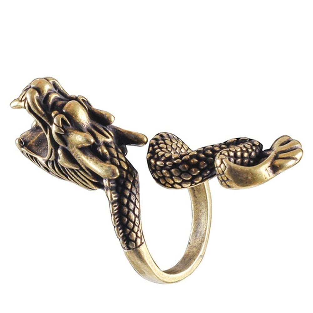 Whaton Women's Gold Dragon Cigarette Holder Ring, Finger Cigarette Holder Ring Accessory (Color : )