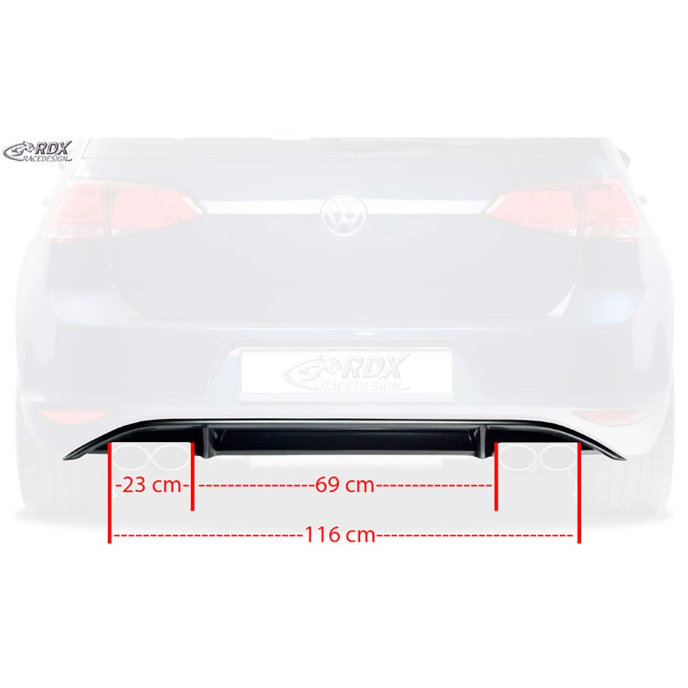 RDX Race Diseño rdha049 trasero delantales Enfoque 'Difusor' VII HB 3/5 puertas, modelos de 2012 de 'r de Look' No Incluidas. GTI/GTD (Pur), Negro