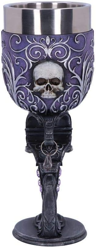 Nemesis Now B5168R0 Deaths Desire Twin Skull Heart Set of Two Goblets, Purple, 18.5cm