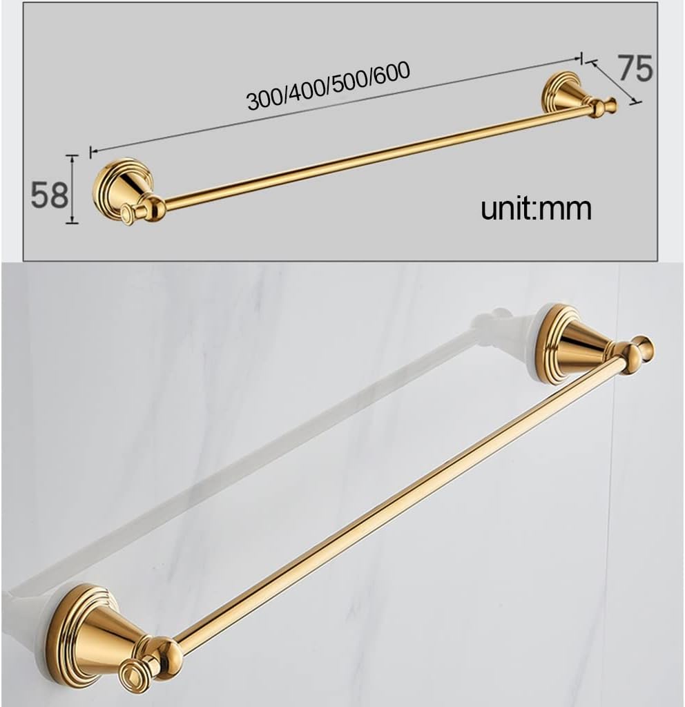 Towel Holder Towel Rack Towel Rack Towel Rail Towel Rack for Bathroom Bright All Copper Single Bar Towel Rack Bathroom Towel Hook Toilet Stand Toilet Shoe Rack/40cm