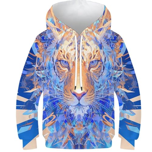 Sweat Lion 3D pour ado pull à capuche imprimé manches longues de 9 à 11 ans