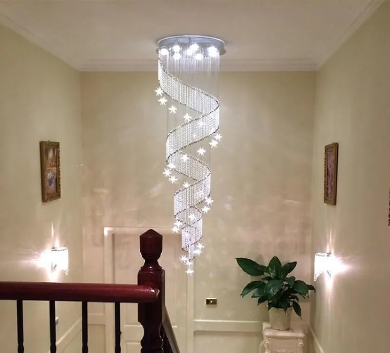 Lustre escalier moderne cristal changeable résout manque clarté Loft