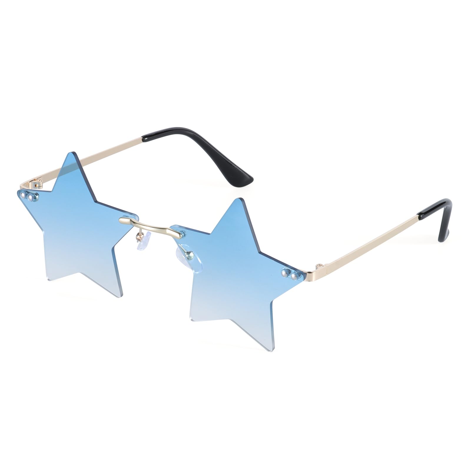 Photo 1 of Dazzleimart Rimless Star Sunglasses Colorful Sunglass for Women Pentagram Sunglasses Halloween Party Favor Star Glasses (Gradient Blue)