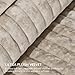 EVERGRACE Velvet Quilt Set King Size, Luxurious Soft Striped Channel Bedding Set, Lightweight Velvet Comforter for All Season, Oversized Bedspread Coverlet with 2 Matching Shams, Beige Taupe