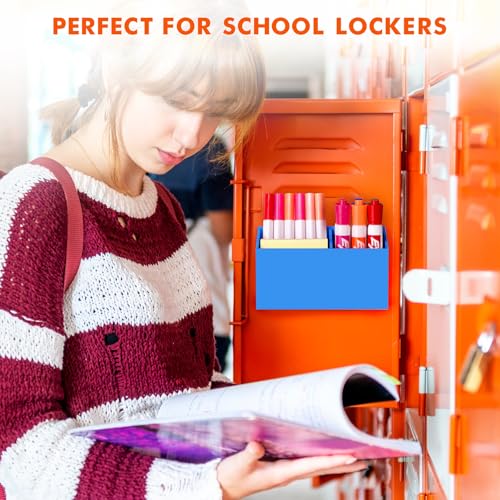 Image of BEYGORM Magnetic Dry Erase Marker Holder for Whiteboard & Refrigerator | Non-slip Acrylic Pen Holder for Classroom, Fridge Magnet, Locker Organizer Accessories, Teacher & School Supplies(Blue)