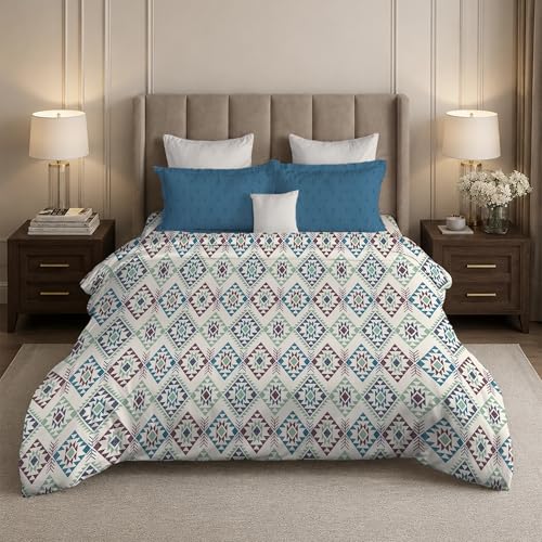 Image of MYTRIDENT Soft Comfort Bedsheet for Double Bed, 100% Cotton Bedsheet, 180 TC, Soft and Breathable, King Size Bedsheet with 2 Pillow Covers - Orna