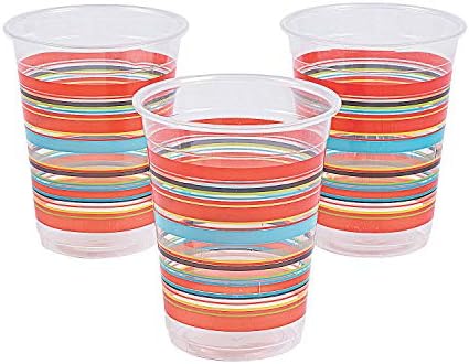 48 Pack Fiesta Plastic Cups - 12oz Mexican Theme Disposable Cups For Cinco De Mayo Parties