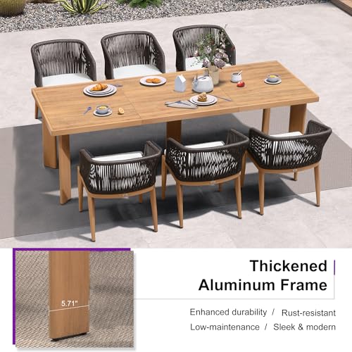 Image of PURPLE LEAF Outdoor Dining Set for 10 with Sunbrella Cushion Chairs Teak
