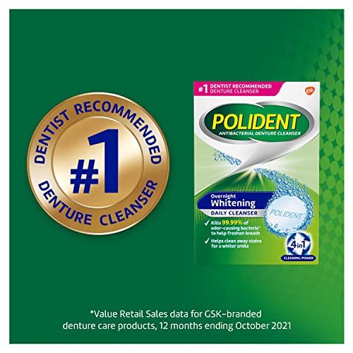 Polident Overnight Whitening Denture Cleaner Tablets, Effervescent Denture Cleanser Tablets - 84 Count (Pack Of 3) #TOP7