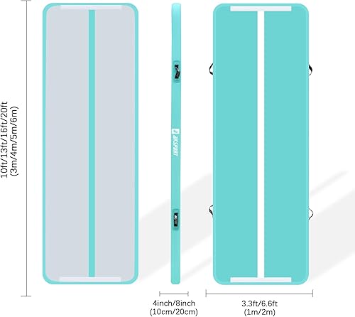 Miniatura 2 de Aksport Colchoneta inflable de gimnasia, con bomba de aire, para uso doméstico, gimnasio, entrenamiento, animadoras, parkour, playa, parque, agua