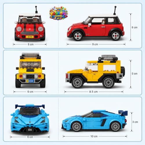Image of Yashoni Pocket Block Pull-Back Cars Pack of 3-309 Pcs Building Blocks Set | Pull Back & Go Racing Action, STEM Construction Toy for Kids 6+ Boys & Girls | Educational 3D Building Kit, Gift