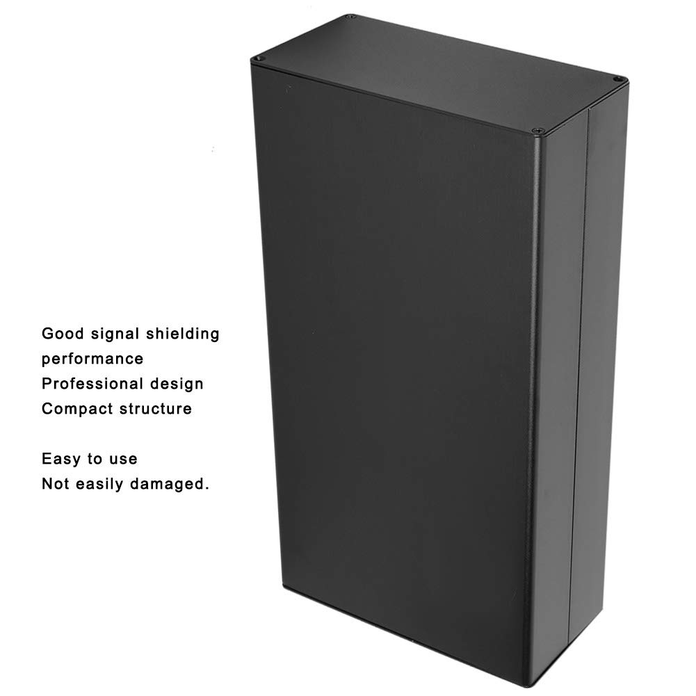 Caja de Aluminio para PCB 80x160x300mm Caja de Conexiones Eléctrica con Disipación de Calor, Carcasa de Placa de Circuito Negro, Accesorio Eléctrico para Protección y Montaje